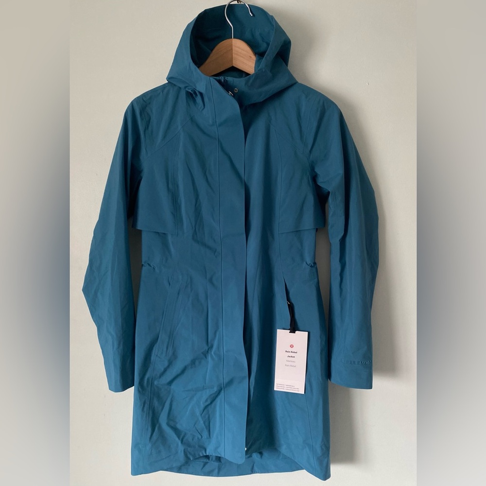 Lululemon Rain Rebel Jacket Capture Blue Coat Size 2 NWT Waterproof Running Race - Picture 4 of 16